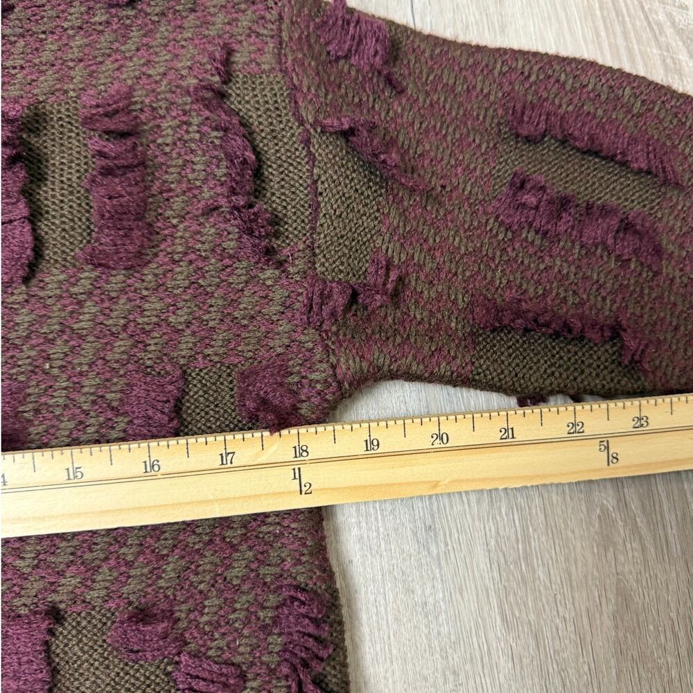 Rara Avis by Iris Apfel NWT Chunky Fringe Sweater Dress Olive Burgundy XS - Picture 11 of 13